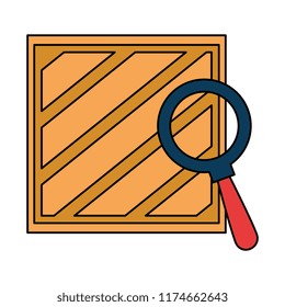 wooden box delivery service with magnifying glass