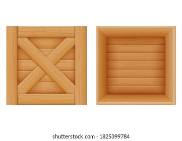 wooden box for the delivery and transportation of goods made of wood cartoon stock vector illustration  isolated on white background