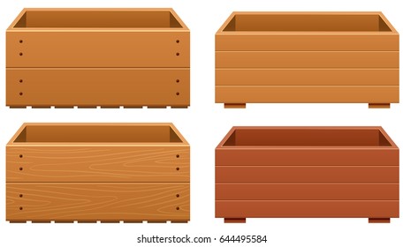 Wooden box designs with different texture of wood illustration