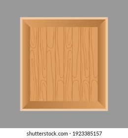 Wooden box, empty wooden box without a lid. Vector, cartoon illustration. Vector.