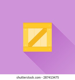 Wooden box flat icon