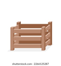 Wooden box - gardening tools, home decor, storage equipment. Indoor garden and urban jungle concept. Cute isolated vector illustration for product design and decoration