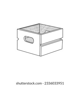Wooden Box icon design template, vector symbol, sign, outline illustration.