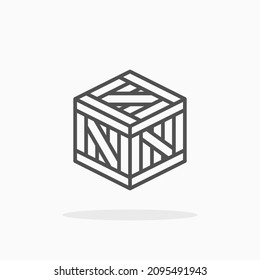 Wooden Box icon. Editable Stroke and pixel perfect. Outline style. Vector illustration. Enjoy this icon for your project.