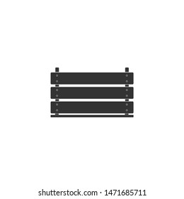 Wooden box icon isolated. Grocery basket, storehouse crate. Empty wooden container for vegetables, products. Flat design. Vector Illustration