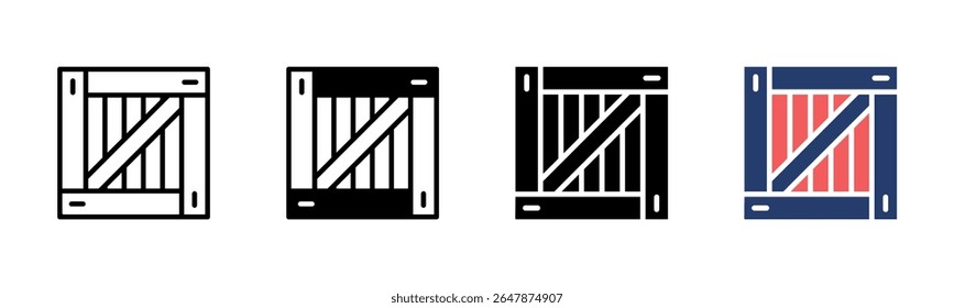Wooden Box icon sheet multiple style collection