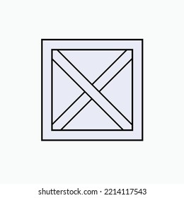Wooden Box Icon within Line Art Style. Crate, Symbol of Packaging Goods Rule.