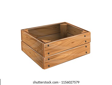 Wooden box isolated on white background. vector illustration