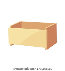 Wooden box isolated on white cartoon design element