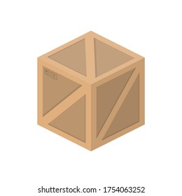 Wooden box isometric. Good for design on the topic of delivery and freight. Isolated. Vector.