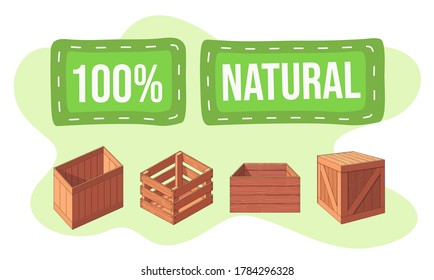 hölzerner Kasten isersatz. Paletten Obst und Gemüse Transport Container, Schubladen und leere Holzkisten Ladungstransport Packungen. Lieferung von Holzkisten und -paketen, Fracht, Logistik. 100 natürliche