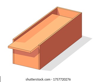 Icono vectorial isométrico de caja de madera. Contenedor de transporte de verduras y frutas de paletas, cajones y cajas de madera vacías, paquete de distribución de carga. Caja y paquetes de madera de entrega, carga, logística
