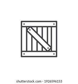 Wooden box line icon. linear style sign for mobile concept and web design. Wood plank box outline vector icon. Symbol, logo illustration. Vector graphics