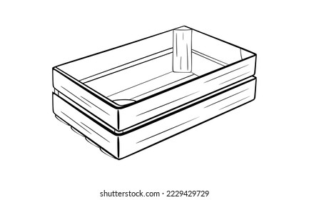 Wooden box in a linear style. Empty wood crate outline vector icon. Wooden box isolated. illustration vector