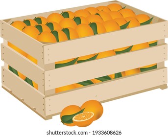 wooden box with oranges wooden box with oranges