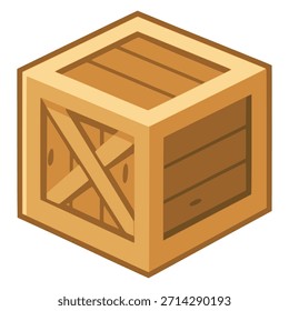 Wooden box package delivery flat color vector illustration template design