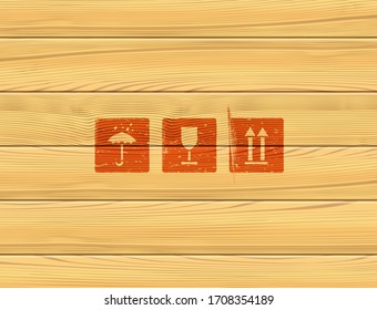 Wooden box panels simple vector icons set