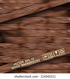 wooden box with Safety fragile sticker icon, vector illustration