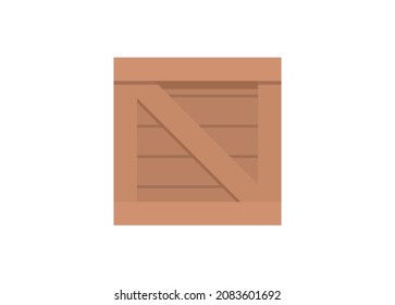 Wooden box. Simple flat illustration.