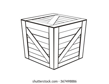 wooden box simple illustration