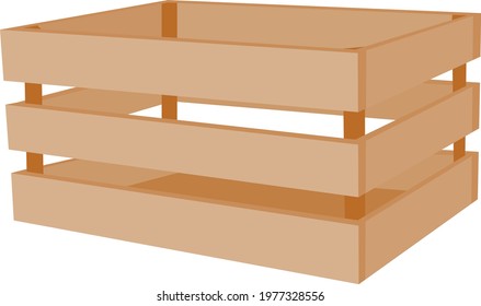 Wooden box for storing and transporting fruits and vegetables. Fruit crate. Vector illustration isolated on white background.