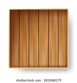 Paquete De Madera De Casilla De Madera Para Vector De Almacenamiento. Caja Vacía De Material De Placa De Madera Para Productos De Almacenamiento Y Transporte Y Pedido. Diseño de la rejilla plana de la caseta de la caja de cata Ilustración 3d realista