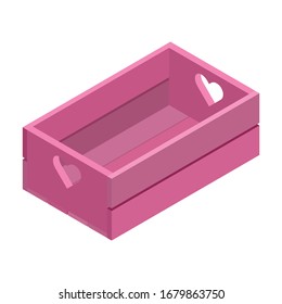 Wooden box vector icon. Isometric vector icon isolated on white background wooden box .