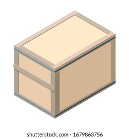 Wooden box vector icon. Isometric vector icon isolated on white background wooden box .