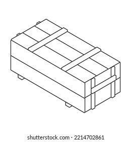 Wooden box vector icon. Isometric outline vector icon isolated on white background wooden box .