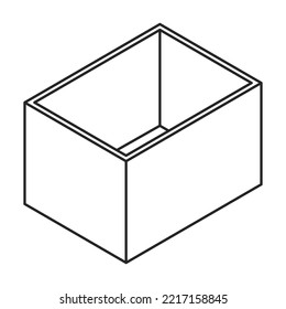 Wooden box vector icon. Isometric outline vector icon isolated on white background wooden box .