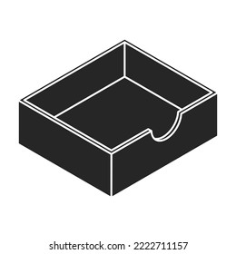 Wooden box vector icon. Isometric black vector icon isolated on white background wooden box .