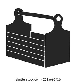 Icono vectorial de caja de madera.Icono vector negro aislado en caja de madera de fondo blanco.