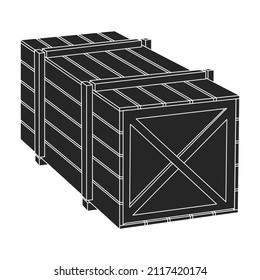 Wooden box vector icon.Black vector icon isolated on white background wooden box.