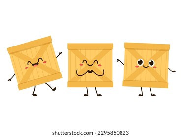 Vector de caja de madera. Caja de madera sobre fondo blanco. Diseño de caracteres de caja de madera.