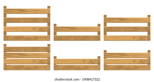 Caja de madera para ilustración vectorial de vegetales