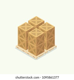 Wooden box warehouse icon. isometric illustration vector