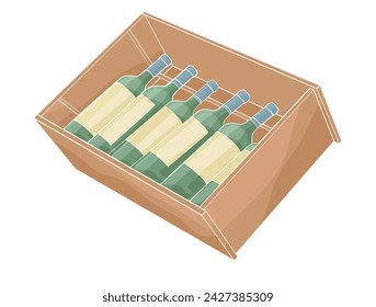 wooden box with wine bottles	