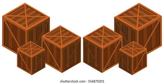 Wooden boxes in different sizes illustration
