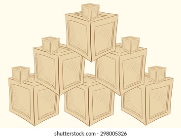 The wooden boxes made at each other