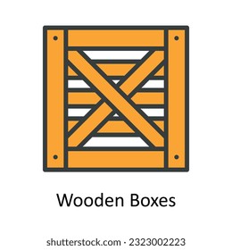 Vector de cajas de madera   Rellenar ilustración de diseño de iconos de esquema. Símbolo de envío y entrega en fondo blanco Archivo EPS 10