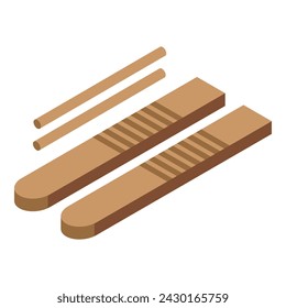 Wooden brazilian instrument icon isometric vector. Culture music. Martial art