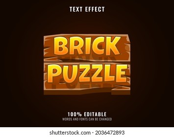 Wooden Brick Puzzle Editable Game Logo Title Text Effect