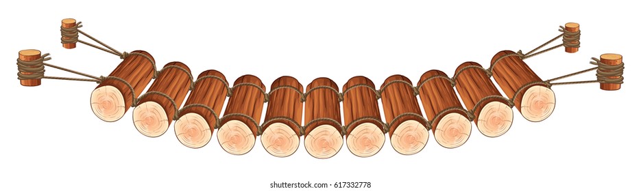 Wooden Bridge Attached To Rope Illustration