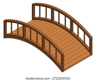A wooden bridge with a curved design