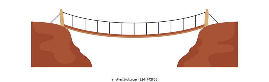 Wooden bridge flat icon Construction between coasts. Vector illustration