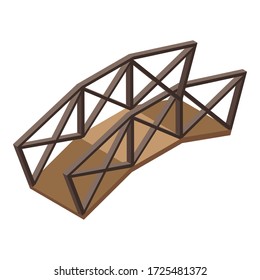 Wooden bridge icon. Isometric of wooden bridge vector icon for web design isolated on white background