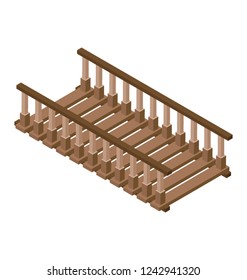 Wooden Bridge Isometric Icon 