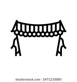 Vector de línea de puente de madera. signo de puente de madera. símbolo de contorno aislado ilustración negra
