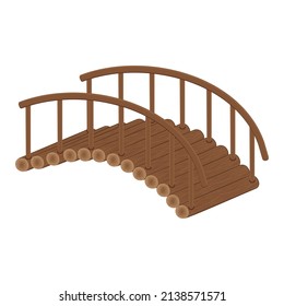 Wooden bridge made of logs, color isolated vector illustration cartoon