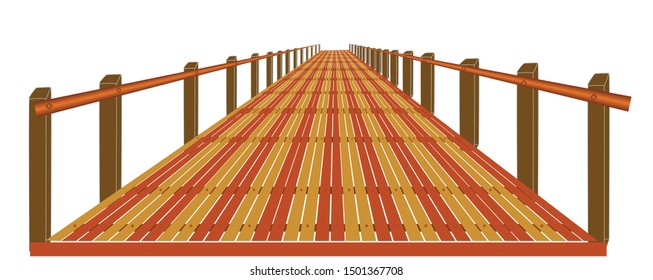 Wooden bridge on a white background.
